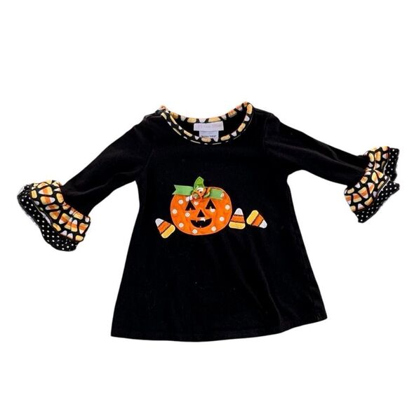 Bonnie Jean Girls Long Sleeve Colorful Halloween Pumpkin Shirt Dress. 18 Months. - Picture 2 of 7